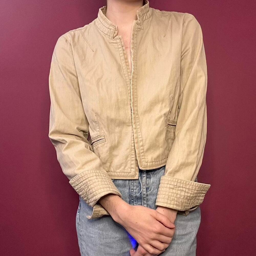 Express Y2K Cream Beige Cropped Jacket